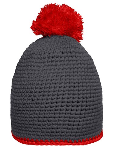 DAI-MB7964-Pompon Hat With Contrast Stripe
