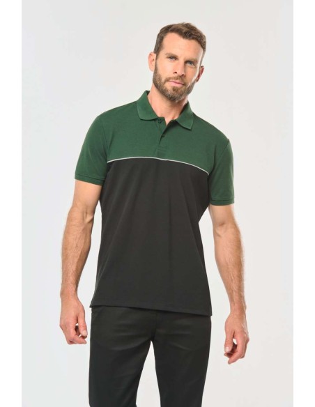 DES-WK210-UNISEX ECO-FRIENDLY TWO-TONE SHORT SLEEVE POLO SHIRT