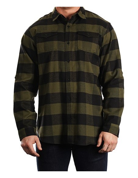 B-8210-Woven Plaid Flannel Shirt