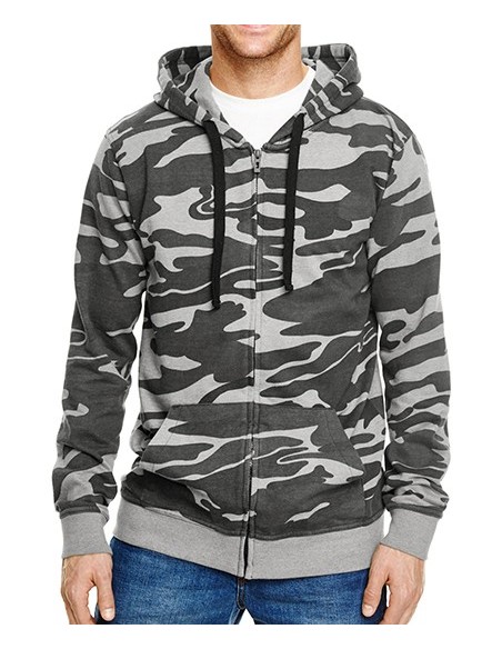 B-8615-Full Zip Camo Hooded Sweat Jacket