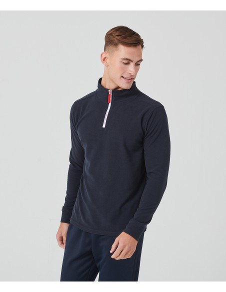 FIN-LV570-Polaire manches longues zippée 1/4 à passepoil