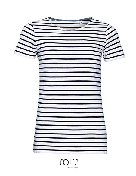 S-01399-Womens Round Neck Striped T-Shirt Miles