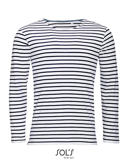 S-01402-Mens Long Sleeve Striped T-Shirt Marine