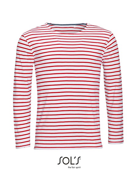 S-01402-Mens Long Sleeve Striped T-Shirt Marine