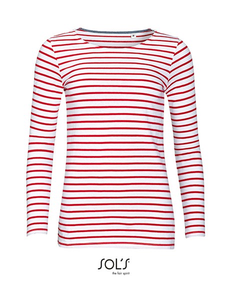 S-01403-Womens Long Sleeve Striped T-Shirt Marine
