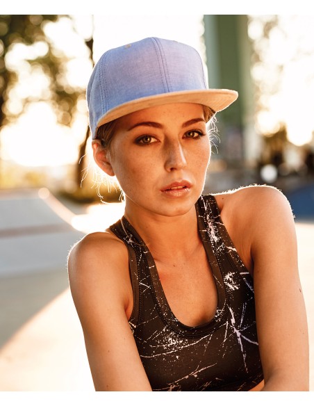 FLE-6089CH-Chambray-Suede Snapback