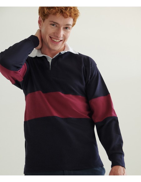FRO-FR007-Maillot de rugby à bandes contrastées