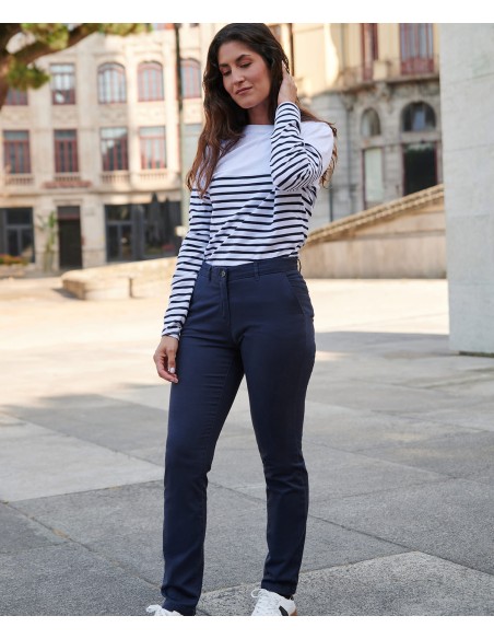 FRO-FR622-Pantalon chino stretch femme