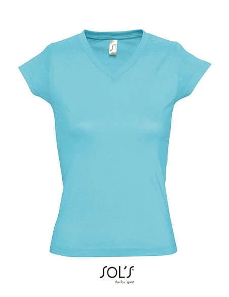 S-11388--Womens V-Neck-T-Shirt Moon