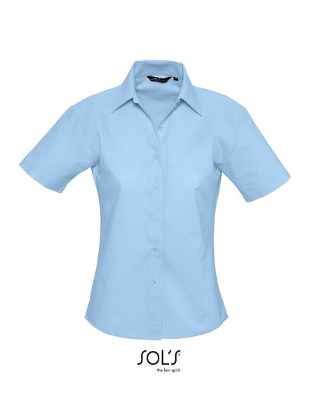 S-16030-Womens Oxford-Blouse Elite Short Sleeve