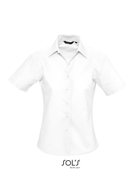 S-16030-Womens Oxford-Blouse Elite Short Sleeve