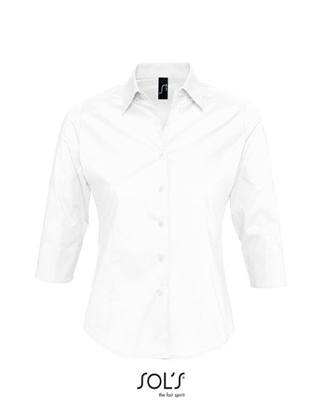 S-17010-Womens Stretch-3/4-Sleeve Blouse Effect