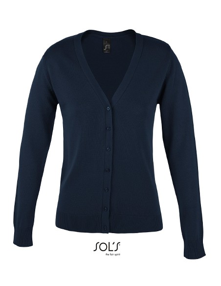 S-90012-Womens Golden V-Neck Knitted Cardigan