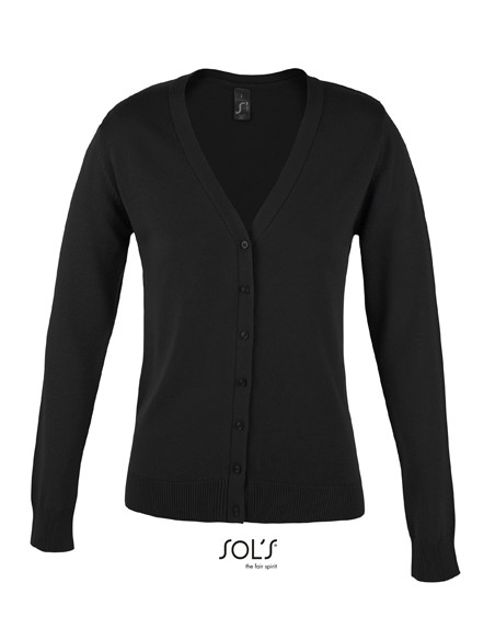 S-90012-Womens Golden V-Neck Knitted Cardigan
