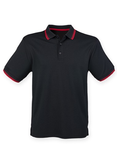 HEN-H482-Mens Coolplus® Short Sleeved Tipped Polo Shirt