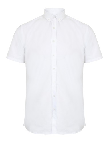 HEN-H517-Chemise Oxford moderne à manches courtes