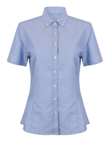 HEN-H518-Chemise Oxford moderne à manches courtes femme