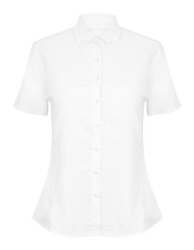 HEN-H518-Chemise Oxford moderne à manches courtes femme