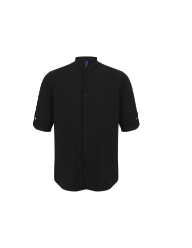 HEN-H592-MEN'S MANDARIN SHIRT WITH ROLL-TAB SLEEVE
