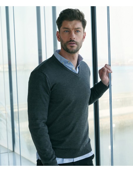 HEN-H720-Mens Lightweight V-Neck Jumper
