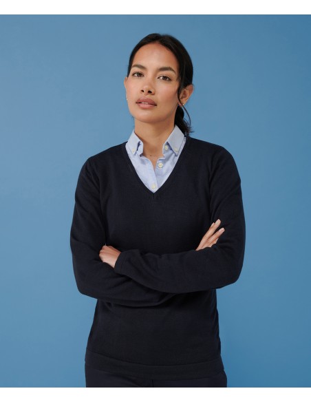 HEN-H721-Ladies Lightweight V-Neck Jumper