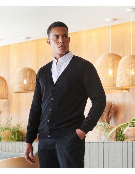 HEN-H722-Mens Lightweight V-Neck Cardigan