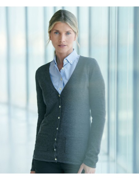 HEN-H723-Ladies Lightweight V-Neck Cardigan
