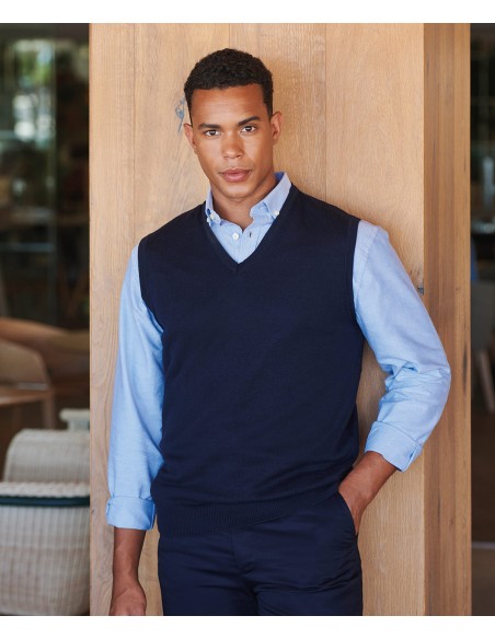 HEN-H724-Mens Lightweight Sleeveless V-Neck Jumper