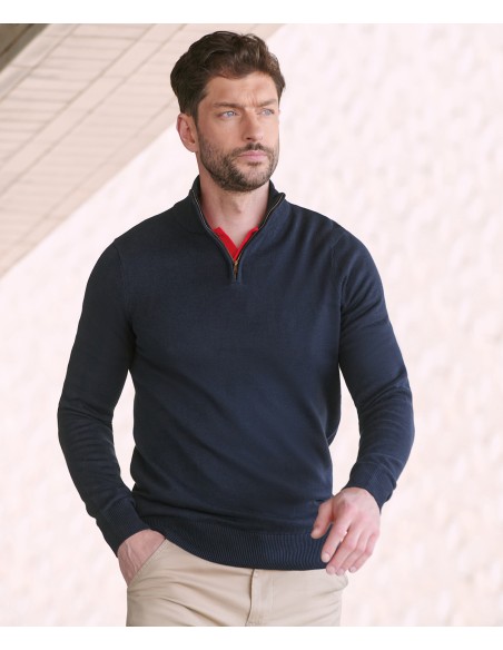 HEN-H729-Mens Quarter Zip Jumper