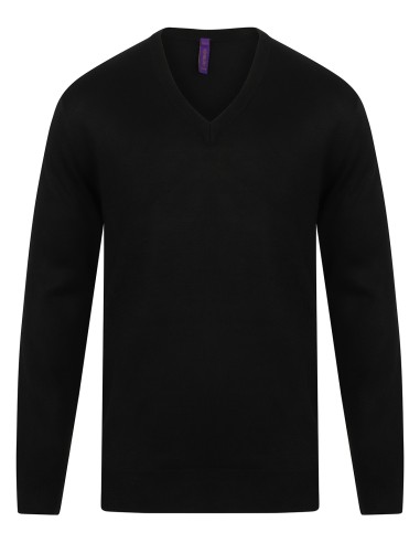 HEN-H760-Pull à col V acrylique toucher cachemire Homme et Femme