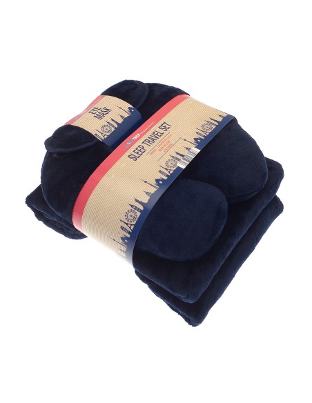 HOM-HL041-Kit de voyage (oreiller cervical, masque pour les yeux, couverture en polaire)