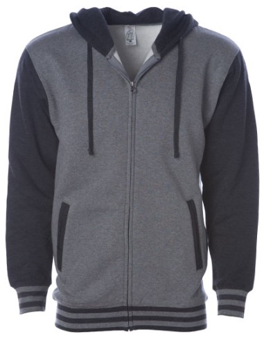 IND-IND45UVZ-Unisex Heavyweight Varsity Zip Hood