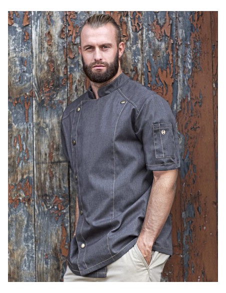 KAL-JM32-Short-Sleeved Chefs Jacket Jeans Style
