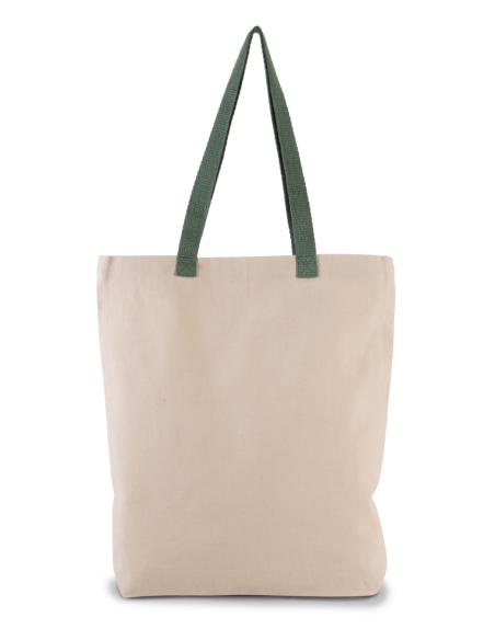 KIM-KI0278-SHOPPER BAG WITH GUSSET AND CONTRAST COLOUR HANDLE