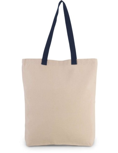KIM-KI0278-SHOPPER BAG WITH GUSSET AND CONTRAST COLOUR HANDLE