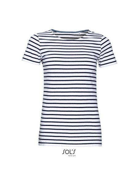 S-SO01399-SOL'S MILES WOMEN - ROUND NECK STRIPED T-SHIRT