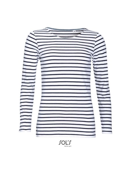S-SO01403-SOL'S MARINE WOMEN - LONG SLEEVE STRIPED T-SHIRT