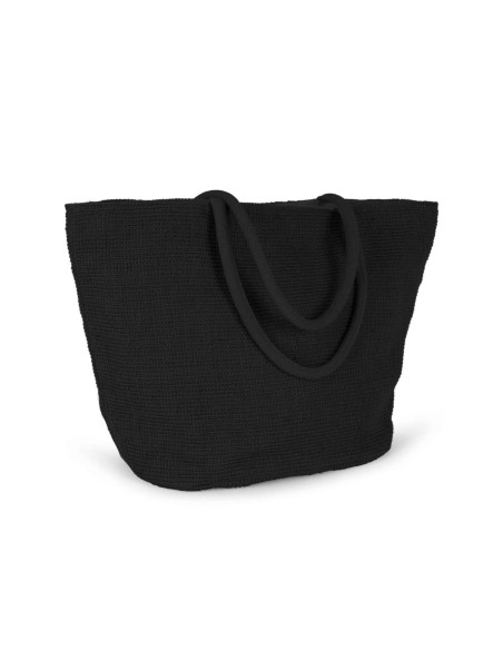 KIM-KI0257-WOVEN JUTE SHOPPING BAG WITH KNIT CANVAS EFFECT
