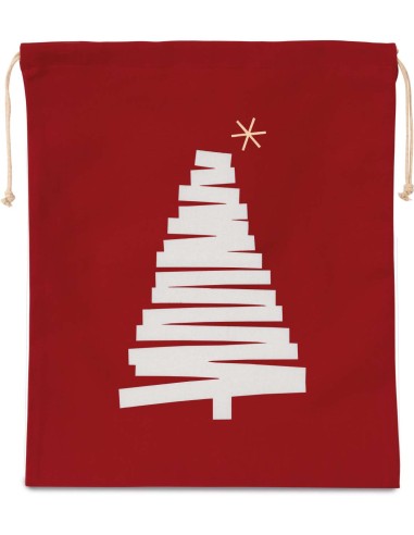 KIM-KI0746-COTTON BAG WITH CHRISTMAS TREE DESIGN AND DRAWCORD CLOSURE