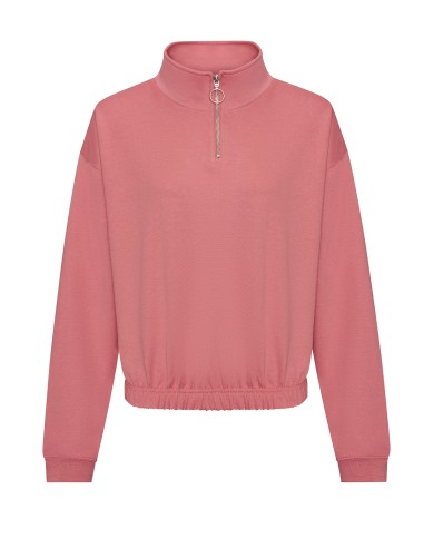 AWD-JH037-Womens Cropped 1/4 Zip Sweat