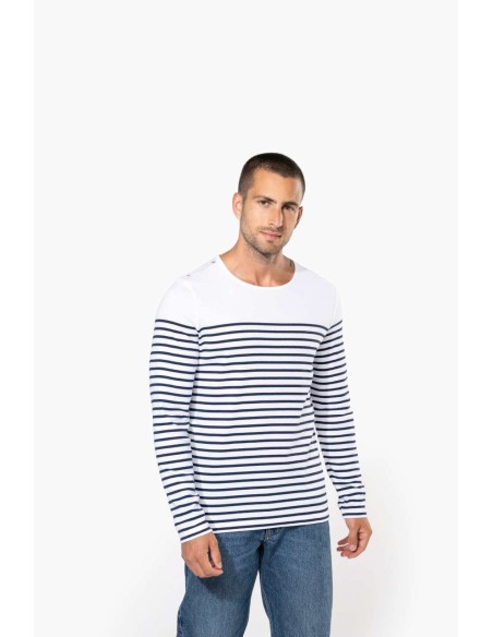 KAR-K366-MEN’S LONG-SLEEVED BRETON STRIPE TOP