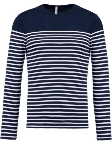 KAR-K366-MEN’S LONG-SLEEVED BRETON STRIPE TOP