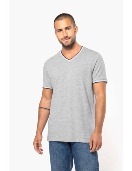 KAR-K374-MEN'S PIQUÉ KNIT V-NECK T-SHIRT