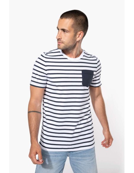 KAR-K378-STRIPED SHORT SLEEVE SAILOR T-SHIRT WITH POCKET
