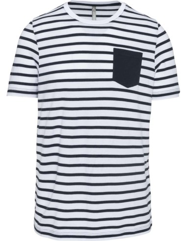 KAR-K378-STRIPED SHORT SLEEVE SAILOR T-SHIRT WITH POCKET