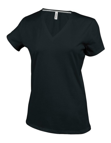 KAR-K381-T-shirt col V manches courtes femme