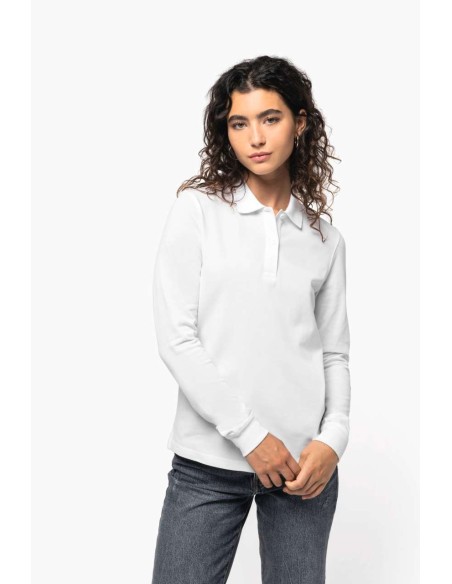 KAR-K2028-LADIES’ ORGANIC 180 PIQUÉ POLO SHIRT LONG SLEEVES