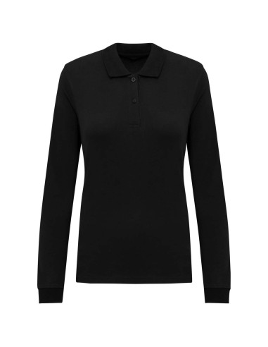 KAR-K2028-LADIES’ ORGANIC 180 PIQUÉ POLO SHIRT LONG SLEEVES