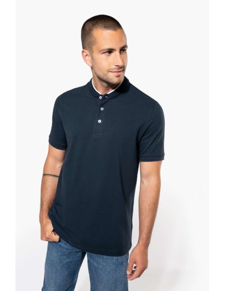 KAR-K223-MEN'S SHORT SLEEVE POLO SHIRT WITH MANDARIN COLLAR