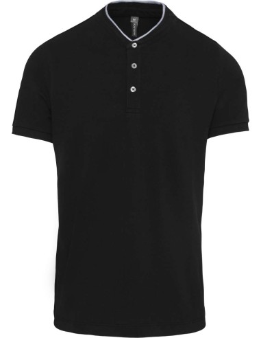 KAR-K223-MEN'S SHORT SLEEVE POLO SHIRT WITH MANDARIN COLLAR